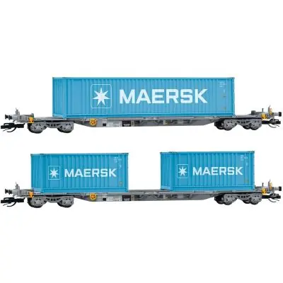 Neue Ware Arnold HN9765 TT 2er Set Containertragwagen 2 x 20u0027, 1 x 40u0027, Novatrans, Ep. VI