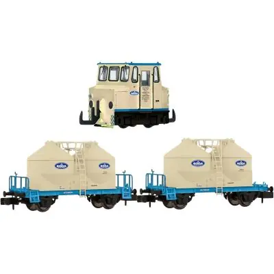 Arnold HN2662D N Zugset mit ASF und zwei Silowagen Ucs, Sodawerk Stassfurt, Ep. V, DC Markenprodukt