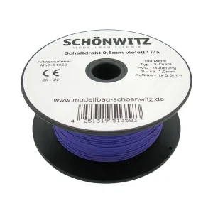 Aktuell Schönwitz 51358 - 100 Meter Draht Kupferschaltdraht Schaltdraht 0,5mm 1-adrig violett / lila