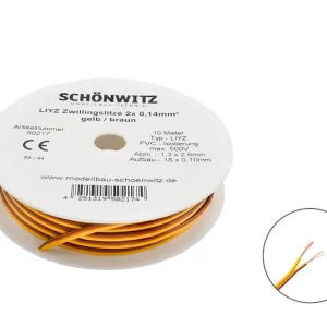 Top-Angebot Schönwitz 50217 - 10m LIYZ Zwillingslitze 2x 0,14mm² gelb / braun