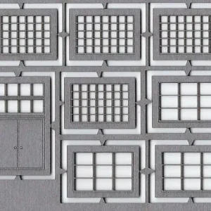 7 Industriefenster mit Tür & Fensterfolie grau Zertifiziert